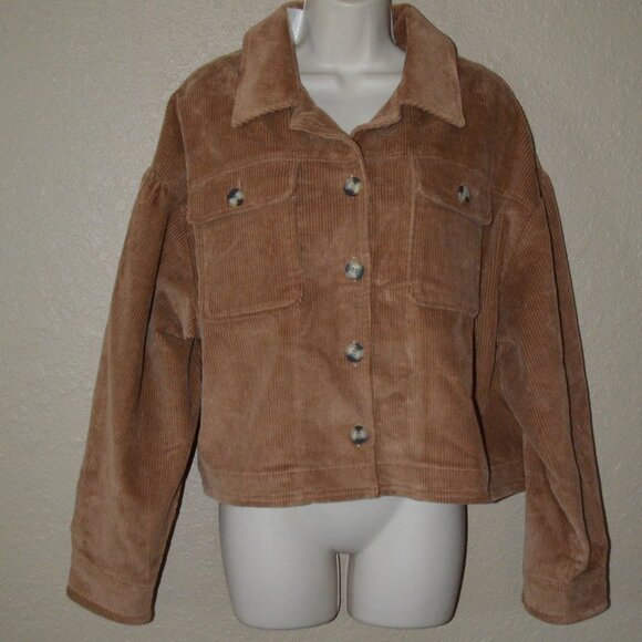 NWT $298 Sz L Xirena Brown Almond Tobin Crop Corduroy Jacket - Picture 2 of 8